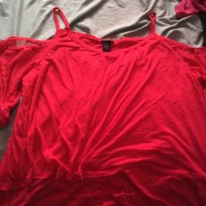 Pink cold shoulder top